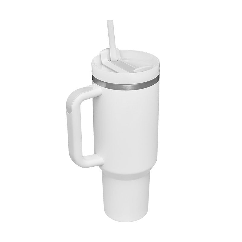 Taza térmica navideña Taza aislante de café con paja de 40 oz con asa Botella de agua portátil de acero inoxidable para automóvil Taza térmica sin BPA de viaje de gran capacidad