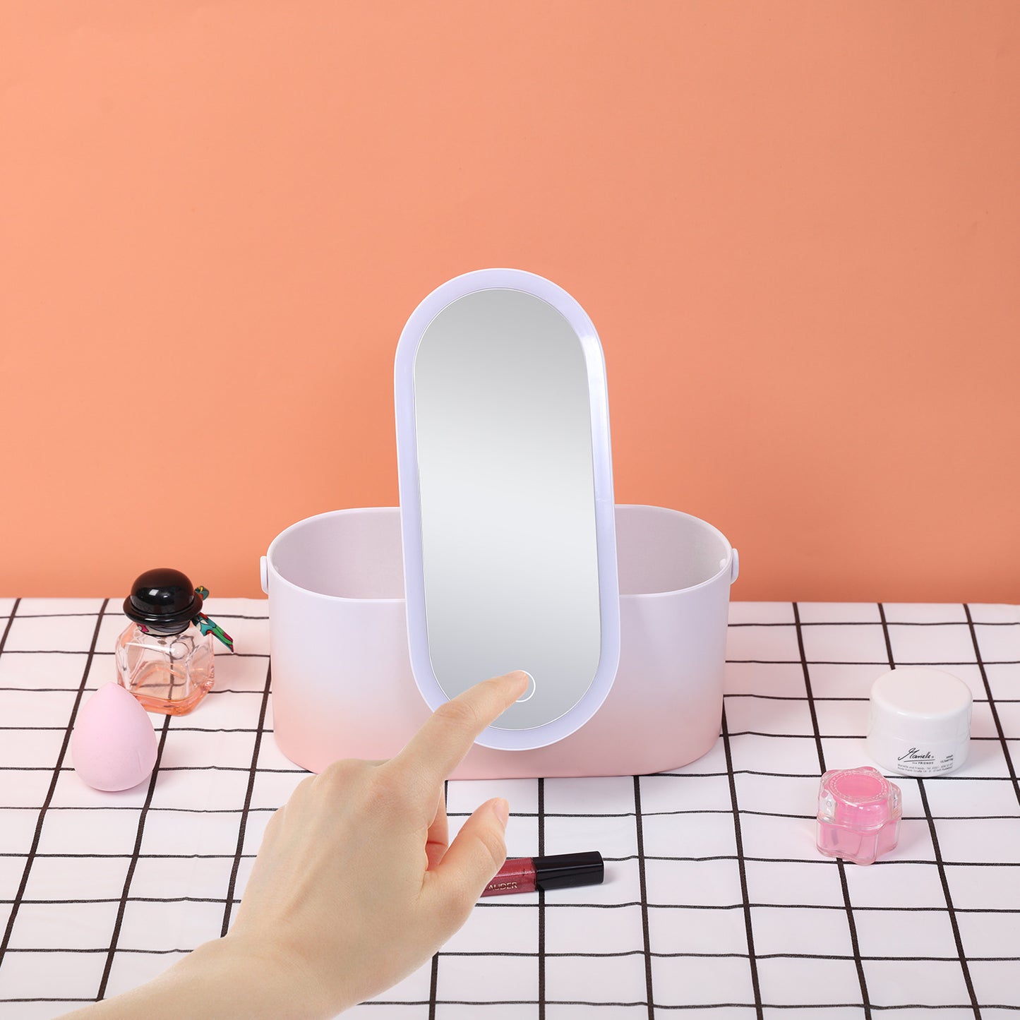 CAJA DE ALMACENAMIENTO LED ESPEJO DE MAQUILLAJE Portable Box CON ESPEJO DE LED