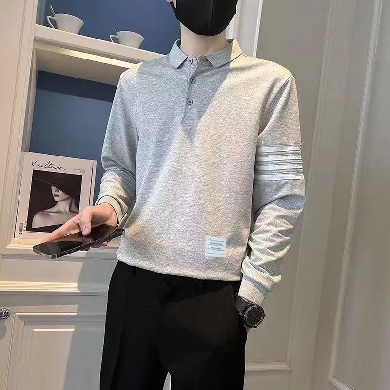 Men's Spring Sweater And Autumn Long Fur Collar T-shirt Bottoming Shirt