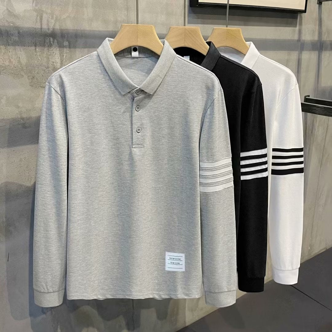 Men's Spring Sweater And Autumn Long Fur Collar T-shirt Bottoming Shirt