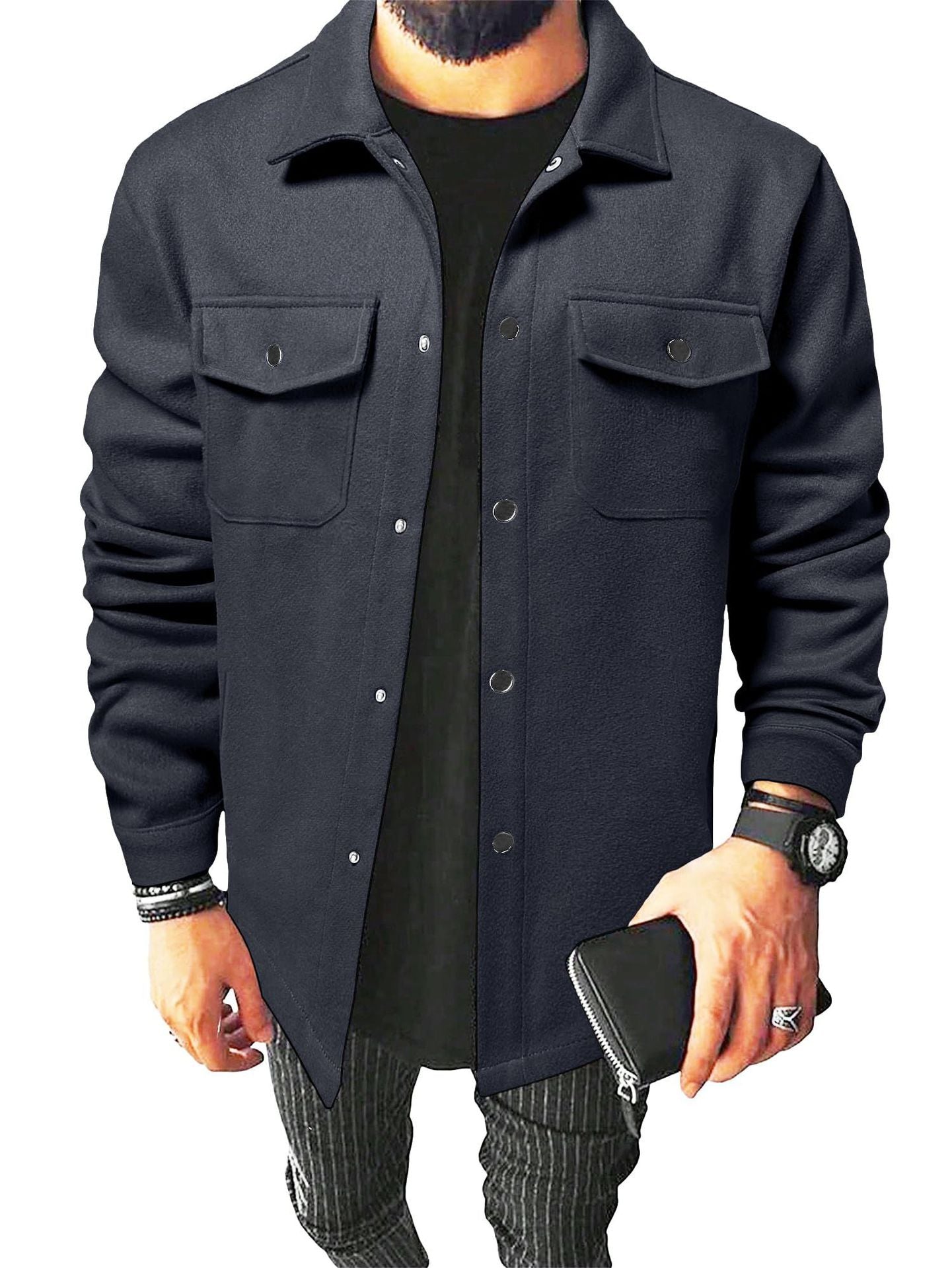 Otoño e invierno, estilo europeo y americano, ropa para hombres, camisas casuales para hombres jóvenes, cepilladas