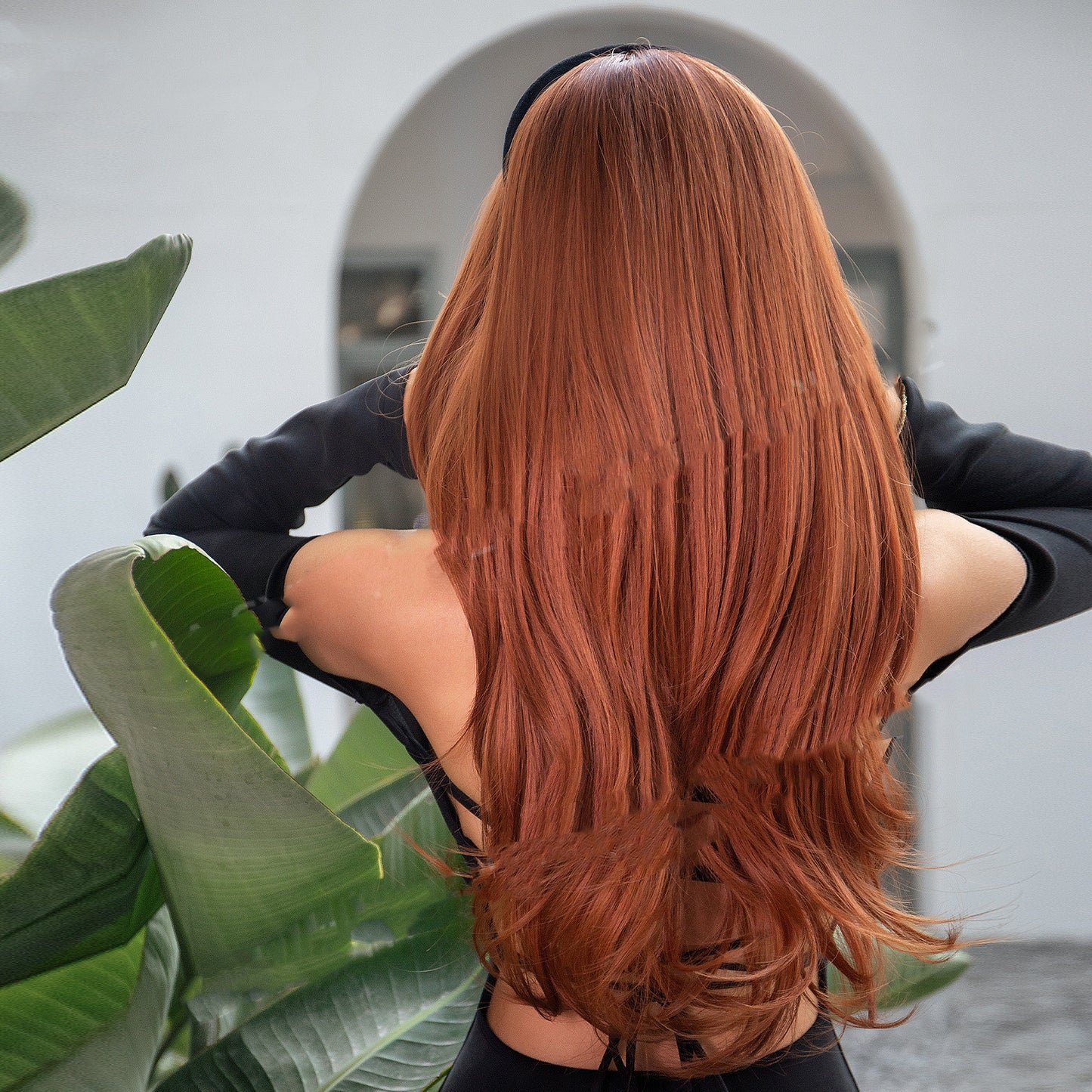 Peluca Sintética Roja Y Marrón Para Mujer