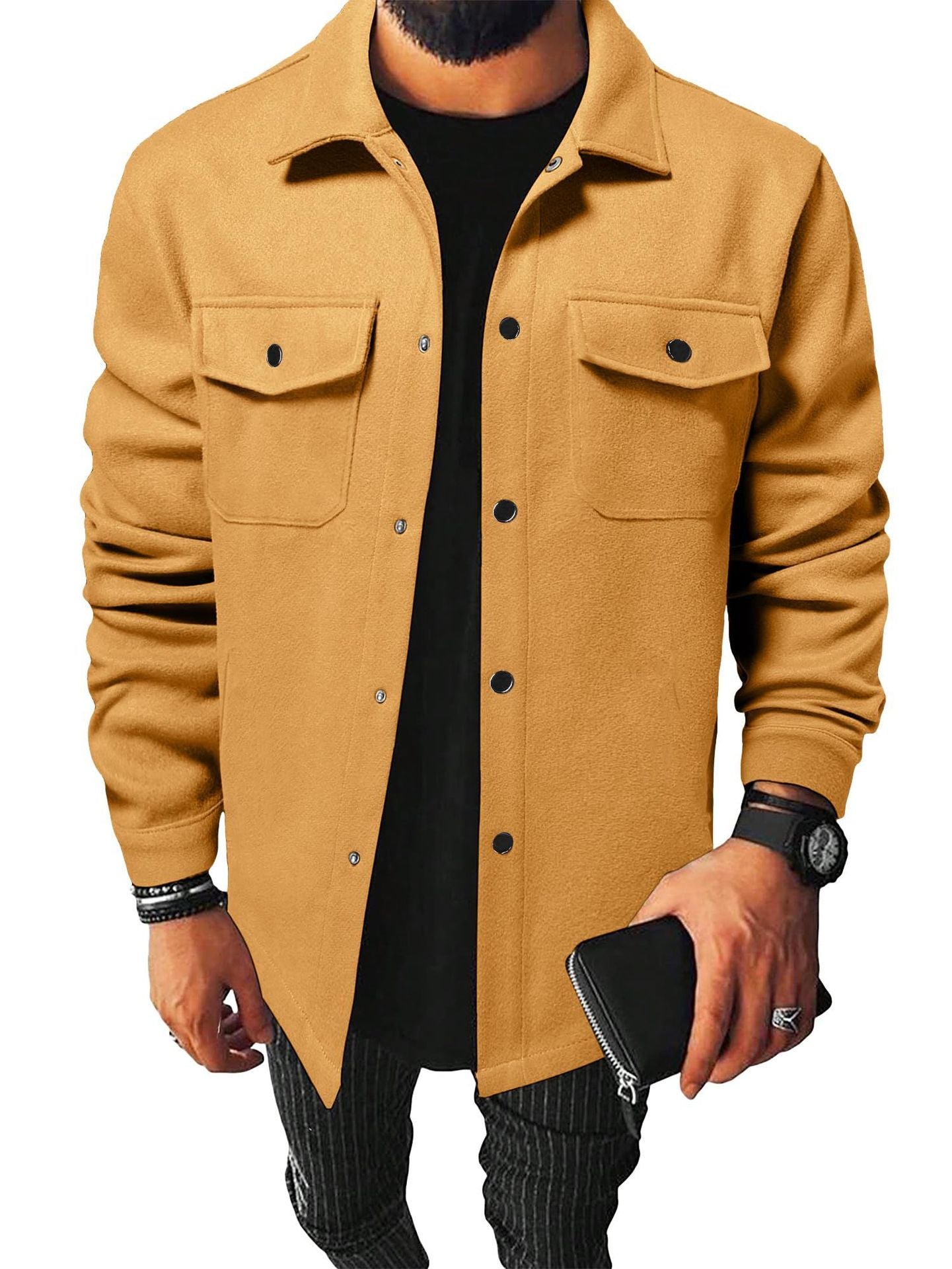Otoño e invierno, estilo europeo y americano, ropa para hombres, camisas casuales para hombres jóvenes, cepilladas