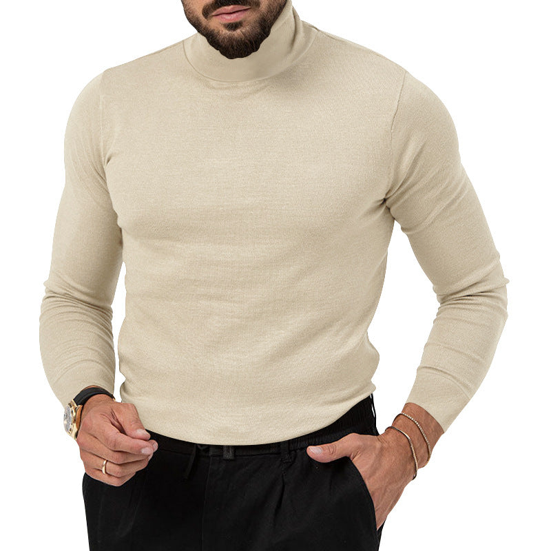 Otoño e invierno nuevo suéter de cachemira de punto de cuello alto de alta elasticidad abrigo interior cálido grueso para hombres jóvenes